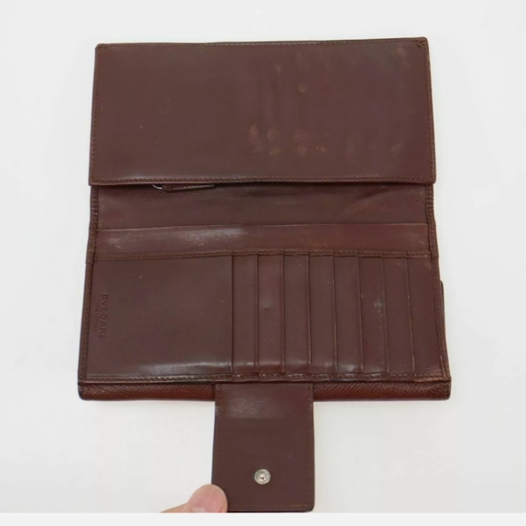 Vintage bulgari bvlgari long brown gold monogram silver ring wallet - Picture 3 of 4